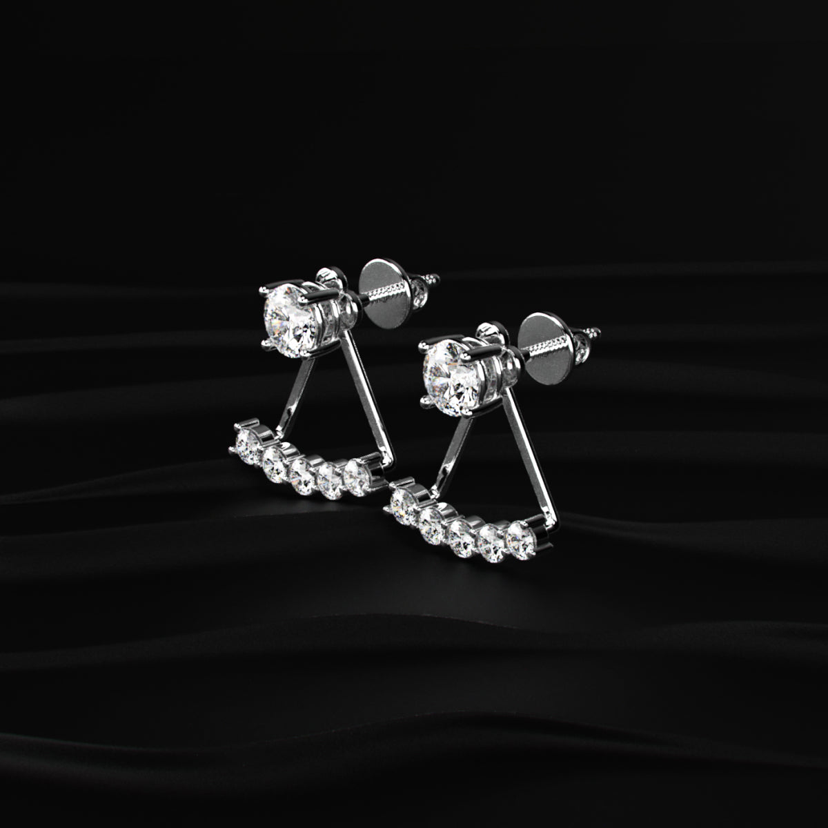2 in 1 Round Diamond Ear Jacket Earring