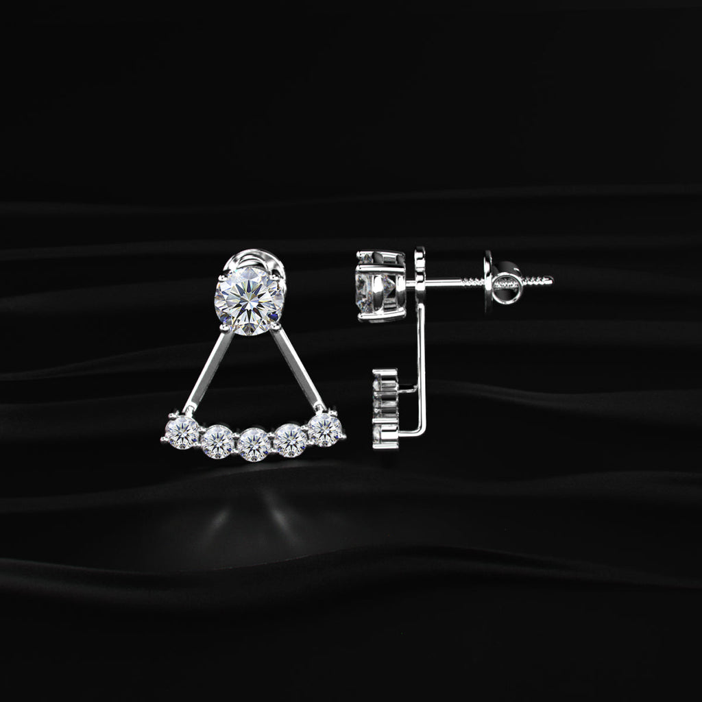 2 in 1 Round Diamond Ear Jacket Earring