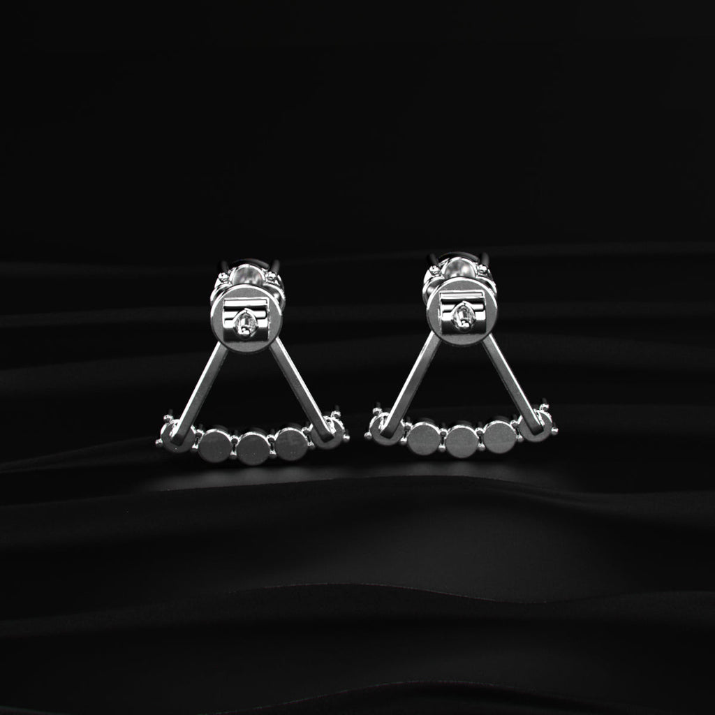 2 in 1 Round Diamond Ear Jacket Earring