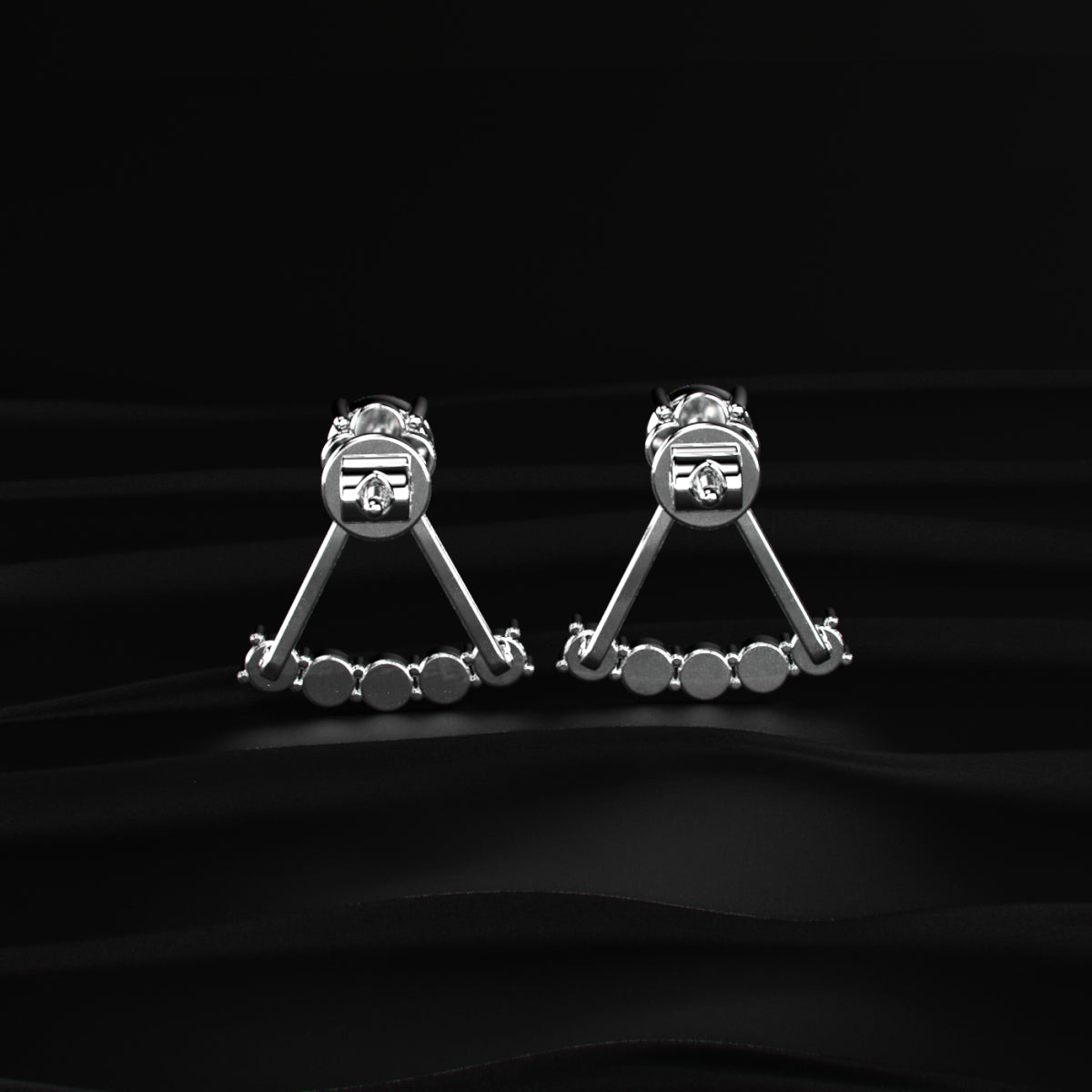 2 in 1 Round Diamond Ear Jacket Earring