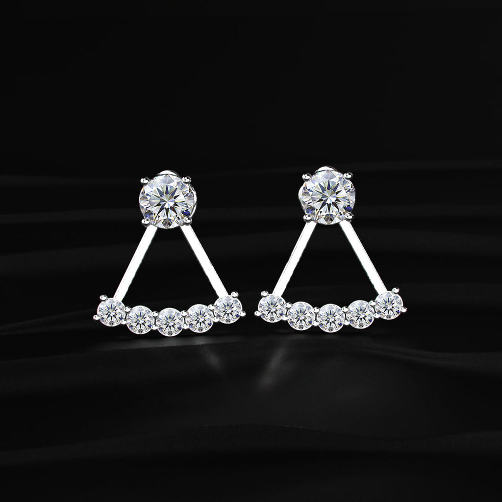 2 in 1 Round Diamond Ear Jacket Earring