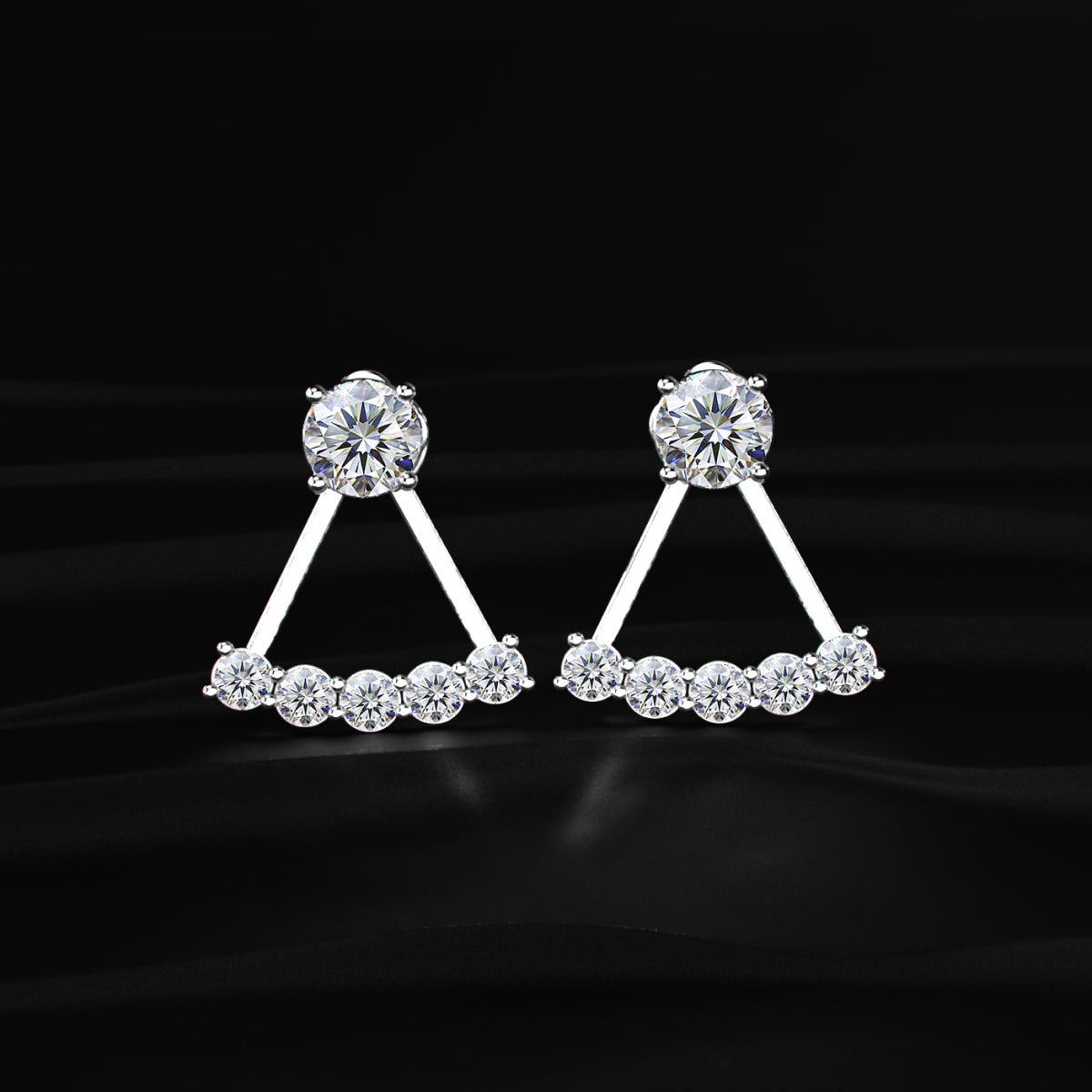 2 in 1 Round Diamond Ear Jacket Earring