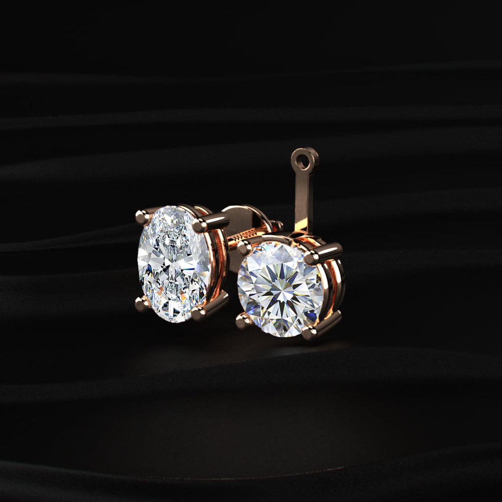 2 in 1 Round and Oval Duo Drop Earrings