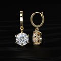 Round Cut Solitaire Diamond Leverback Dangle Earrings