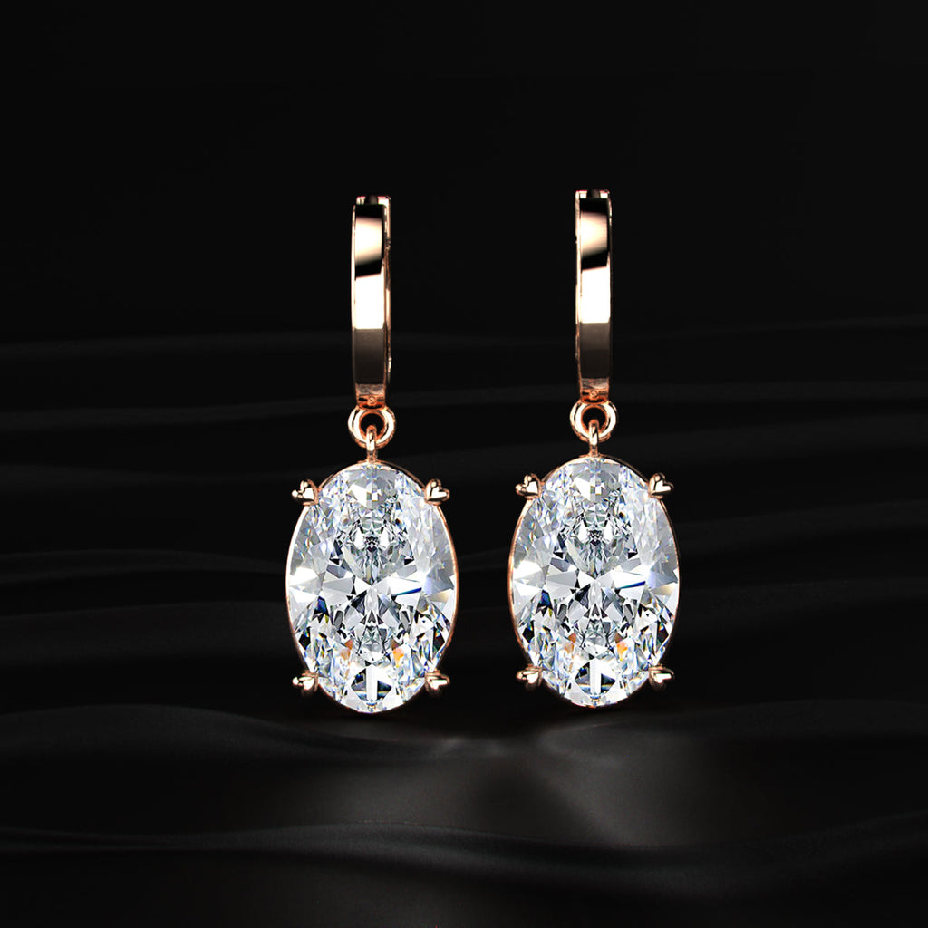 Oval Diamond Solitaire Leverback Earrings