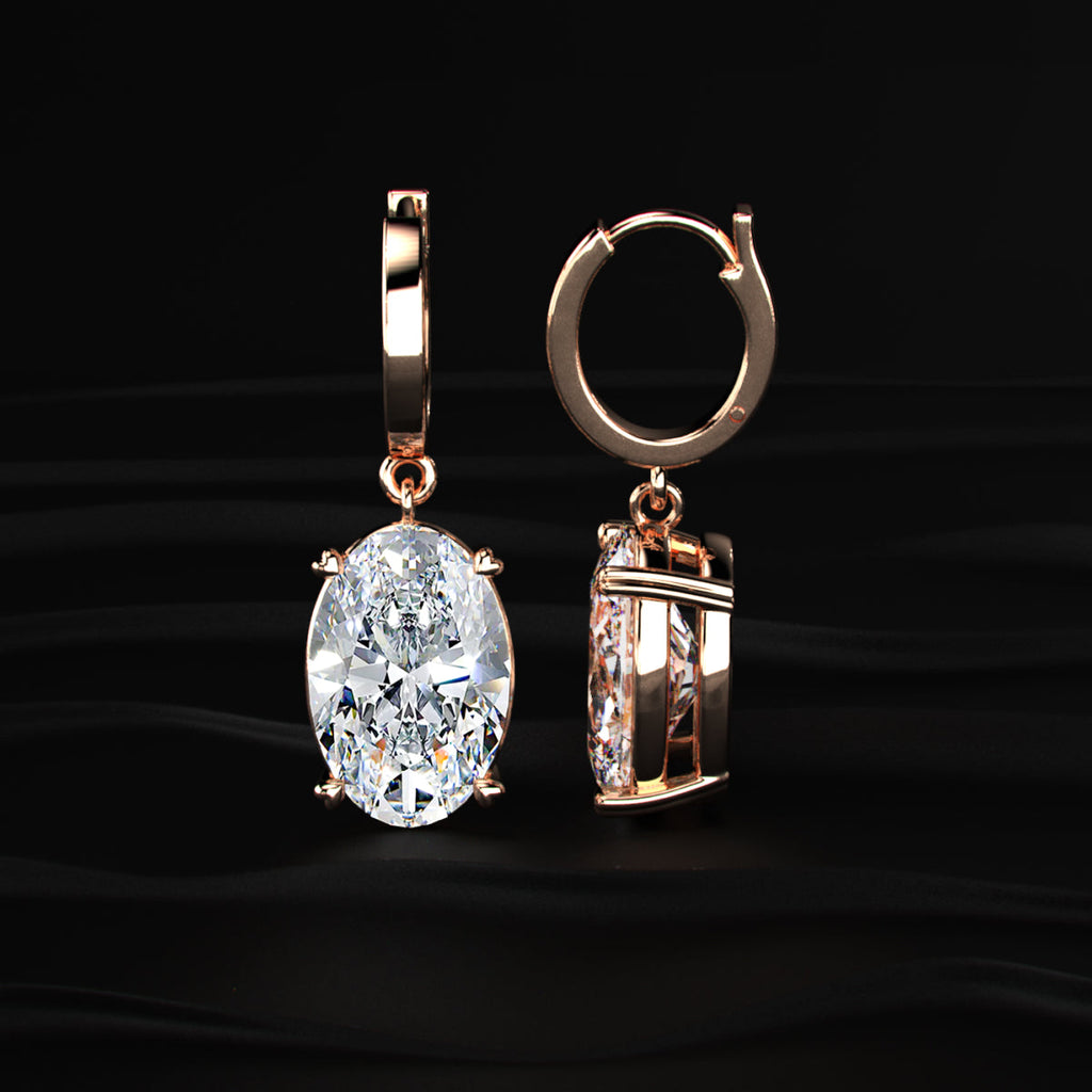 Oval Diamond Solitaire Leverback Earrings