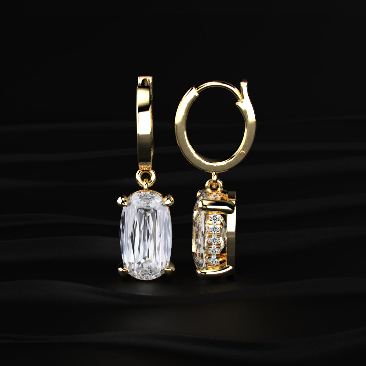 Mixed Cushion Cut Leverback Earrings