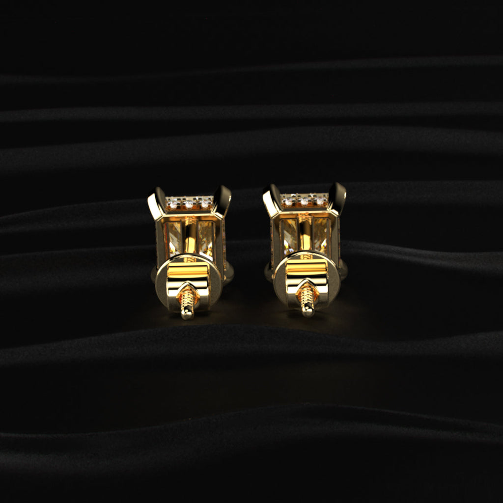 Yellow Radiant Cut Lab Diamond Stud Earring