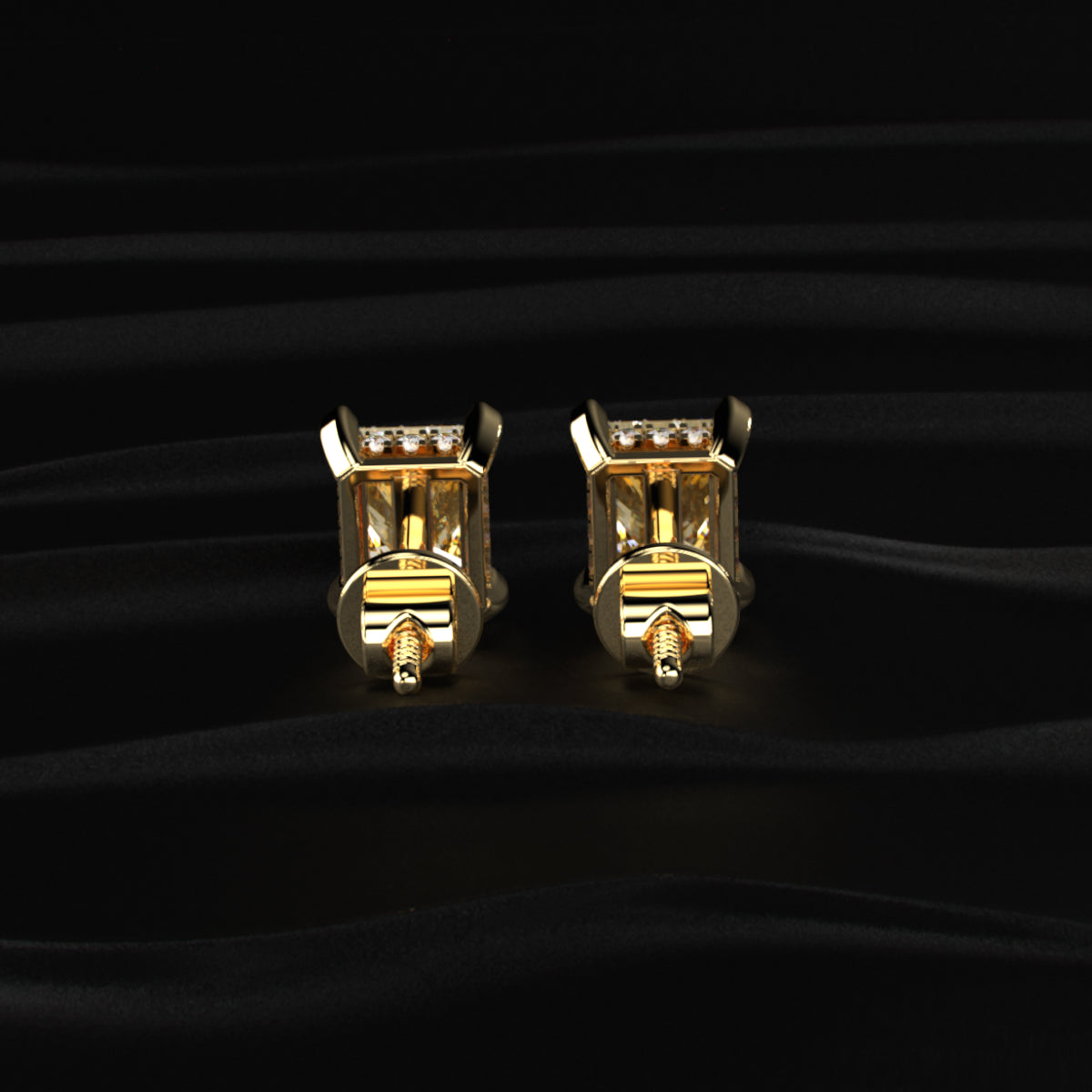 Yellow Radiant Cut Lab Diamond Stud Earring
