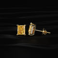 Yellow Radiant Cut Lab Diamond Stud Earring