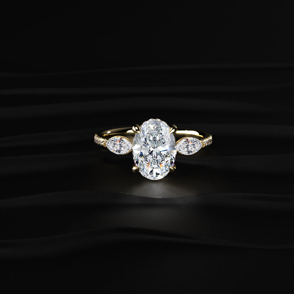 Oval Diamond Engagement Ring with Side Stones