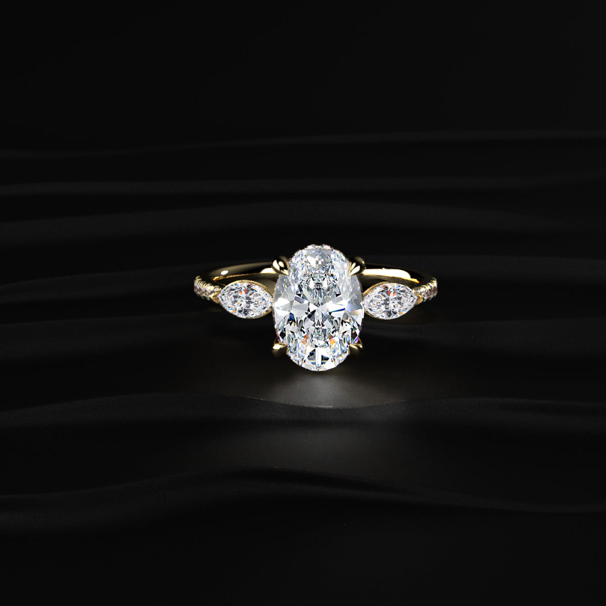 Oval Diamond Engagement Ring with Side Stones