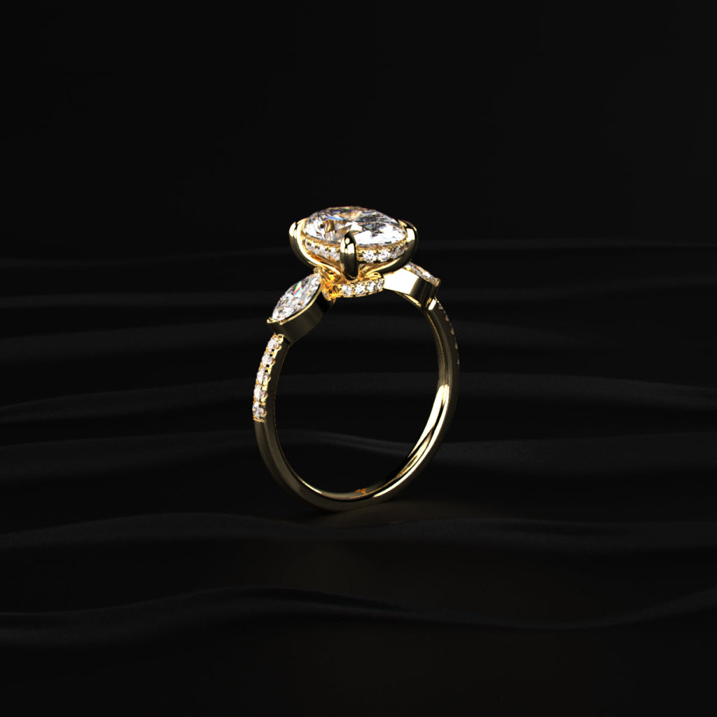 Oval Diamond Engagement Ring with Side Stones