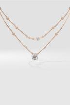 Two Layered Arrayed Solitaire Necklace
