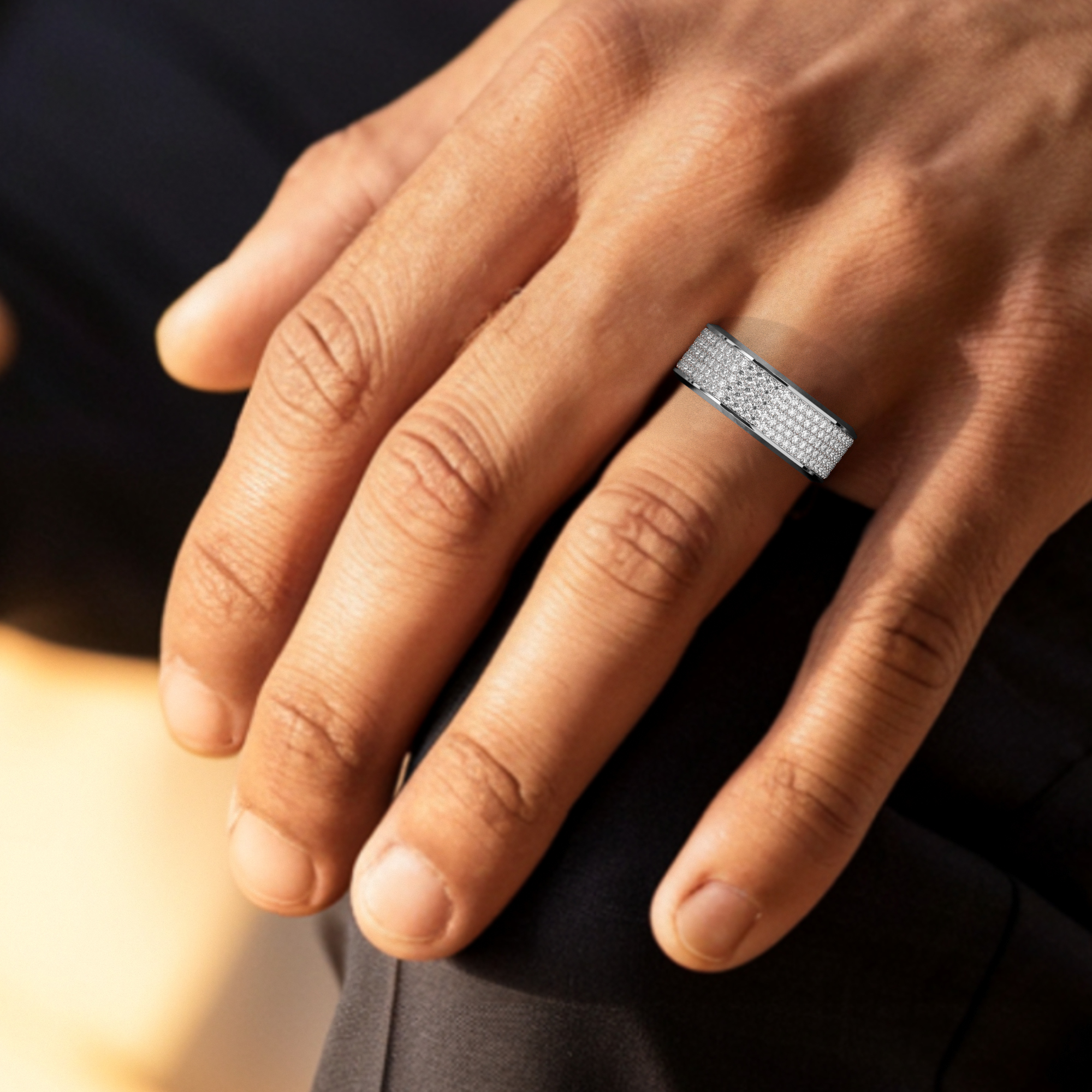 Multi Row Diamond Eternity Men's Band