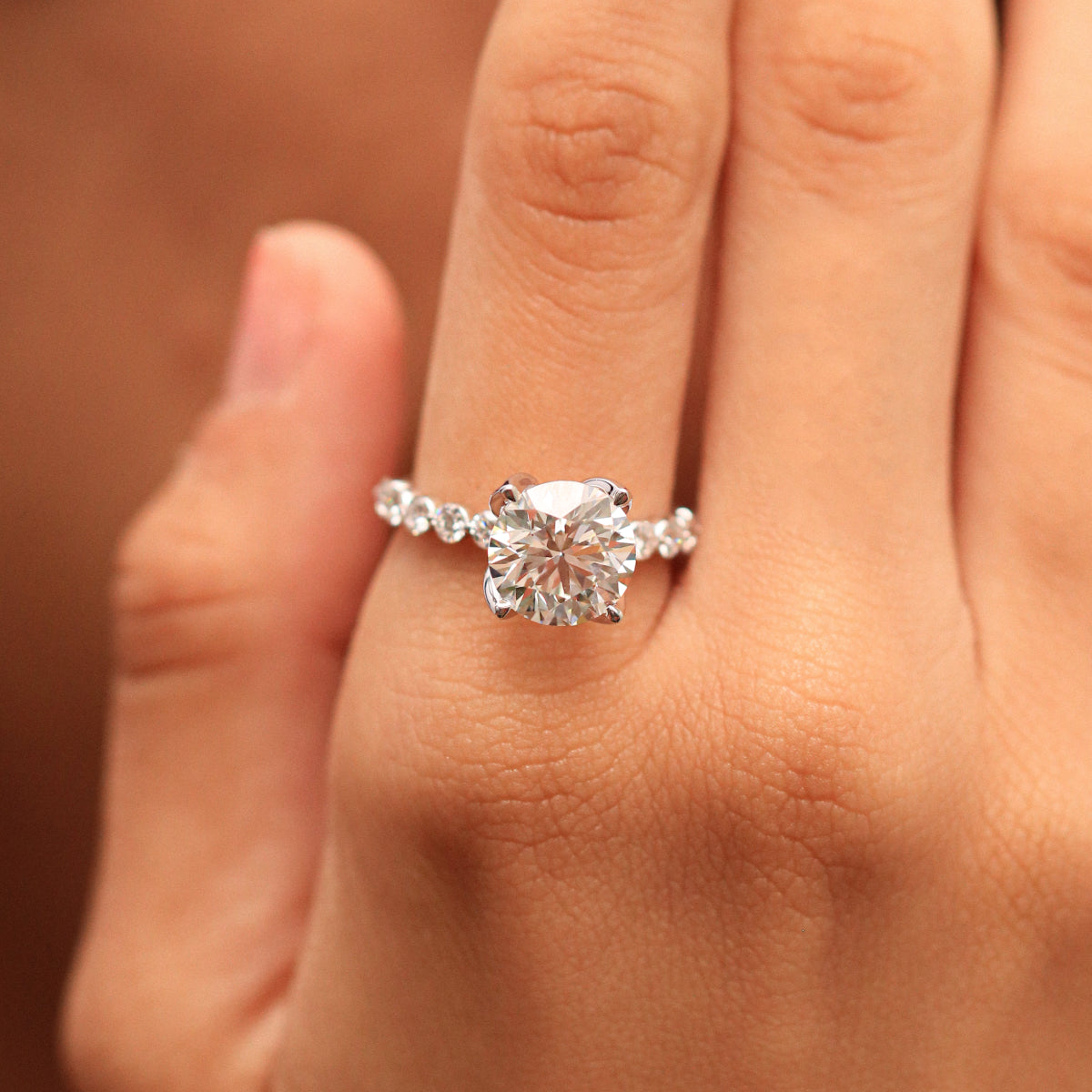 Round Diamond Engagement Ring With Floral Prong
