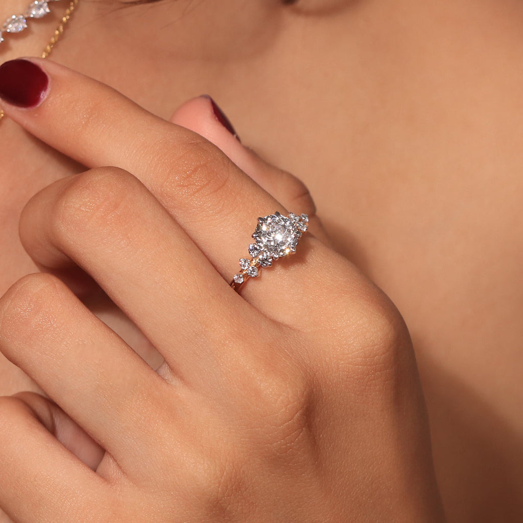 Portuguese Cut Engagement Ring With Accent Stones