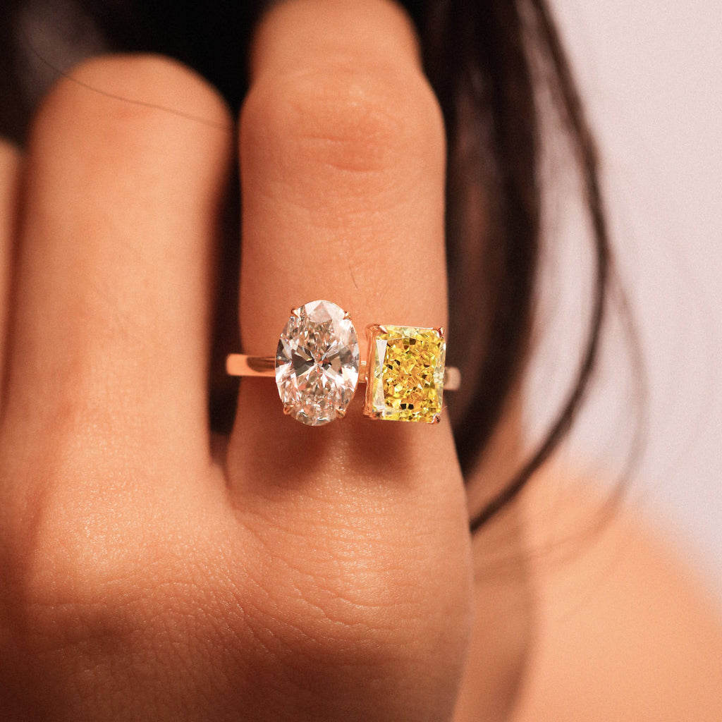 Fancy Yellow Radiant And Oval Toi Et Moi Ring