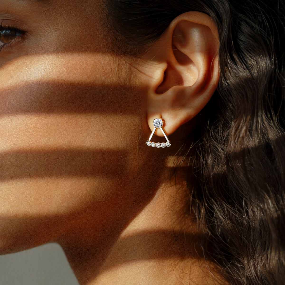 2 in 1 Round Diamond Ear Jacket Earring