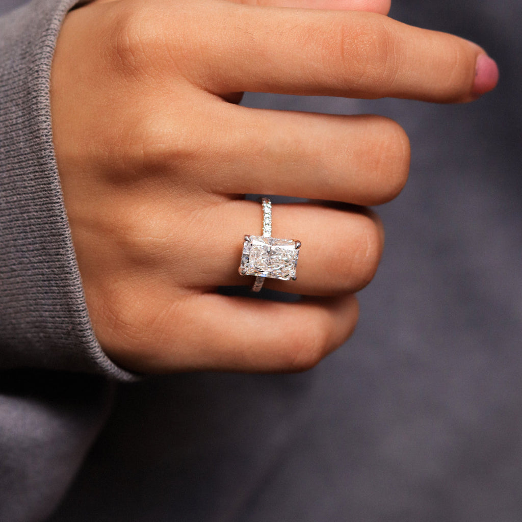 Radiant Engagement Ring Hidden Halo