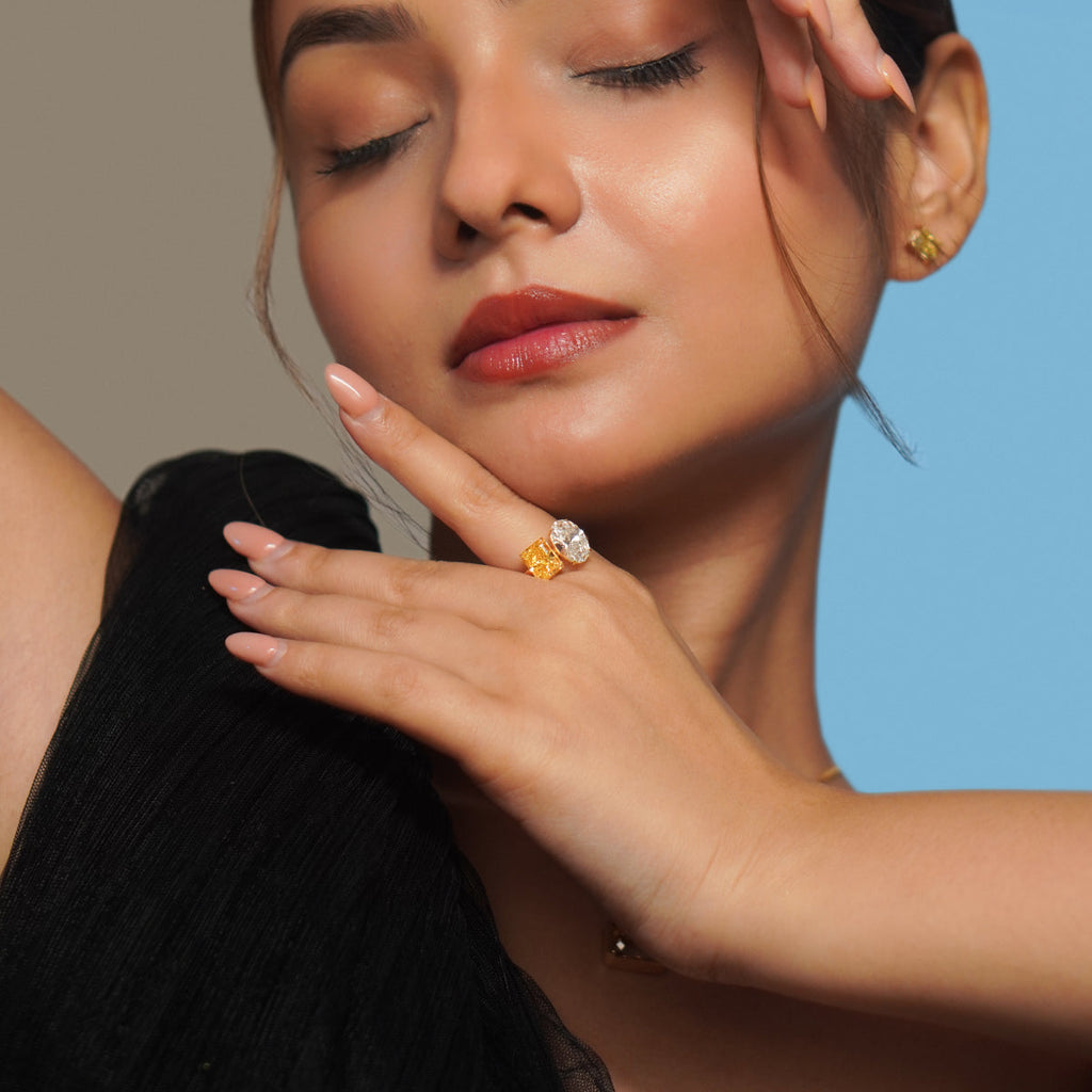 Fancy Yellow Radiant And Oval Toi Et Moi Ring