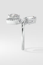 Emerald & Halo Heart 2 Diamond Ring