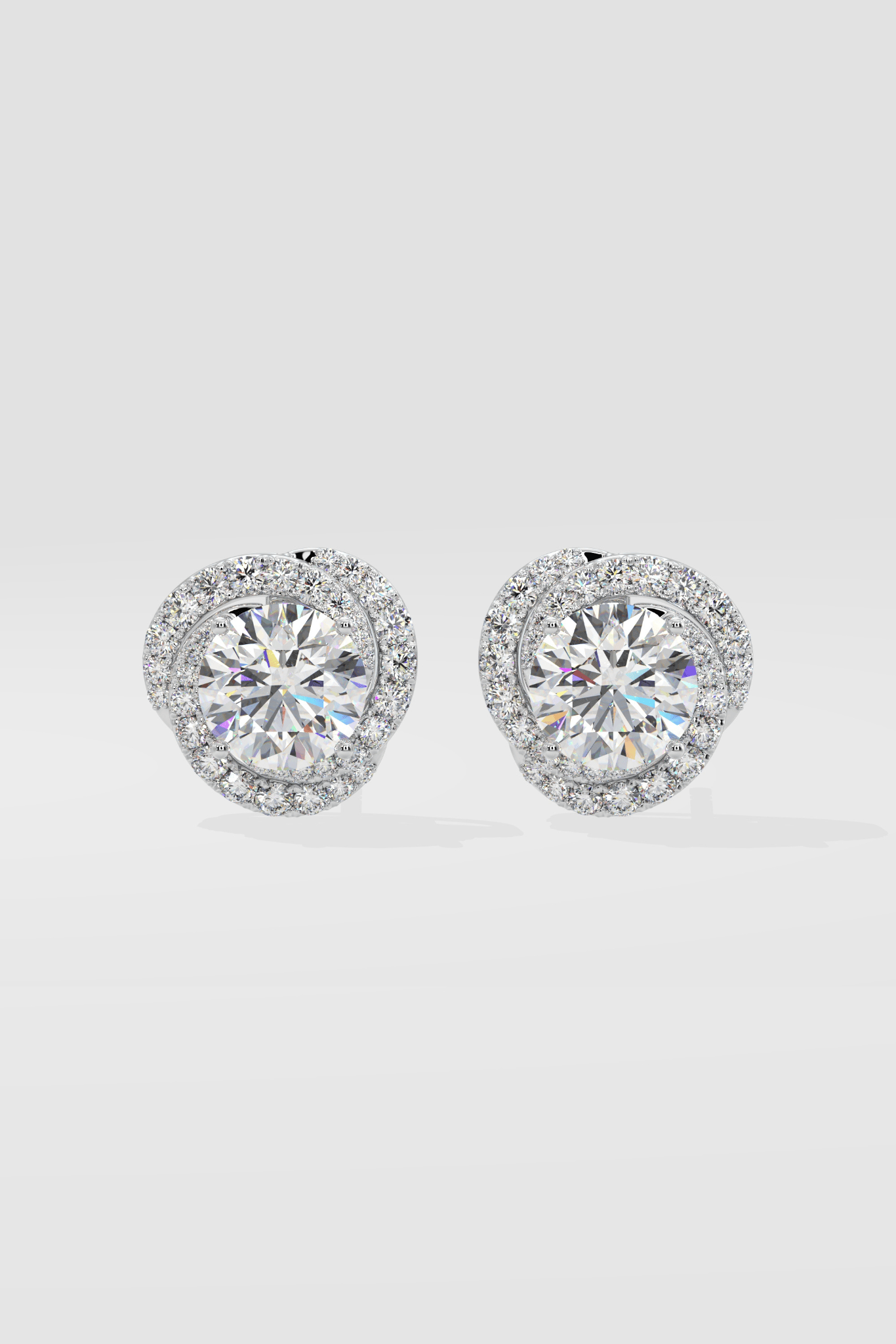 6 ct Solitaire Swirl Halo Earring