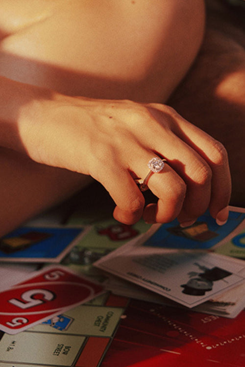 1 ct Cushion Halo Solitaire Ring